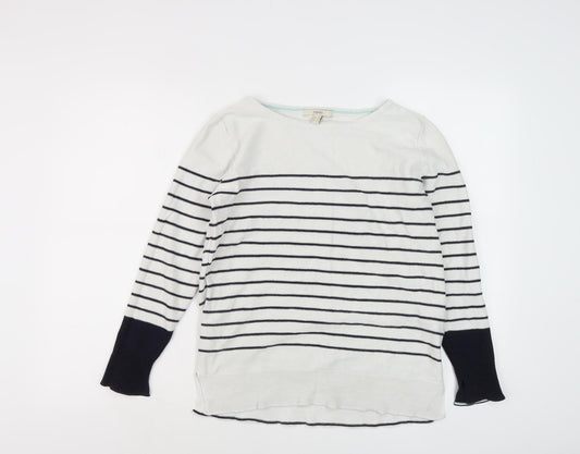 Esprit Women's White Striped Knit Jumper M