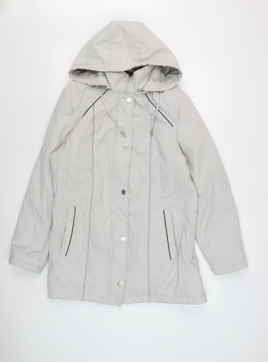 Anna Rose Women's Grey Hooded Mid-Length Jacket M