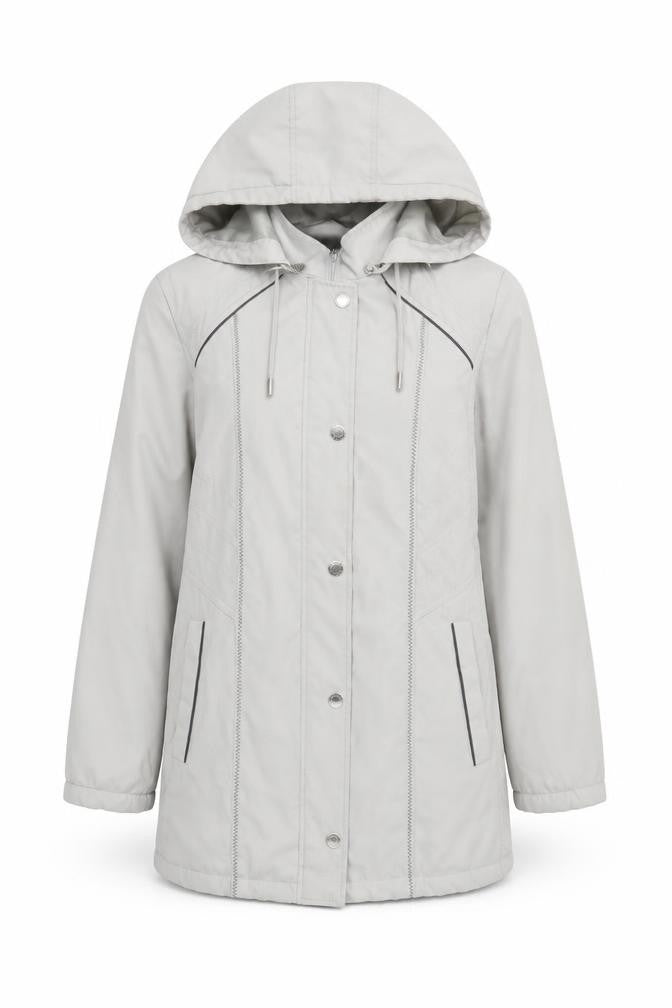 Anna Rose Women's Grey Hooded Mid-Length Jacket M