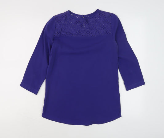 Van Heusen Women's Purple 3/4 Sleeve Lace Top 2XS