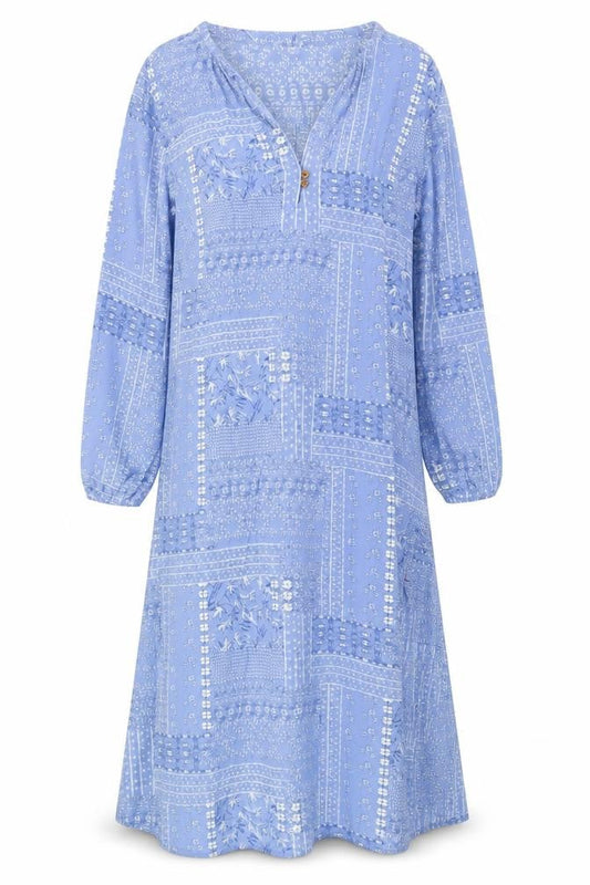 White Stuff Women's Blue Floral Long Sleeve Dress S