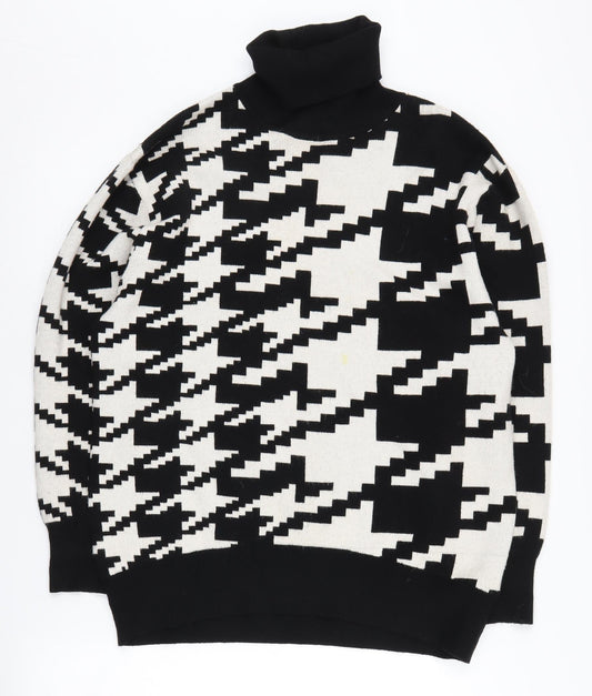 Sweewë Women's Black Geometric Roll Neck Sweater M