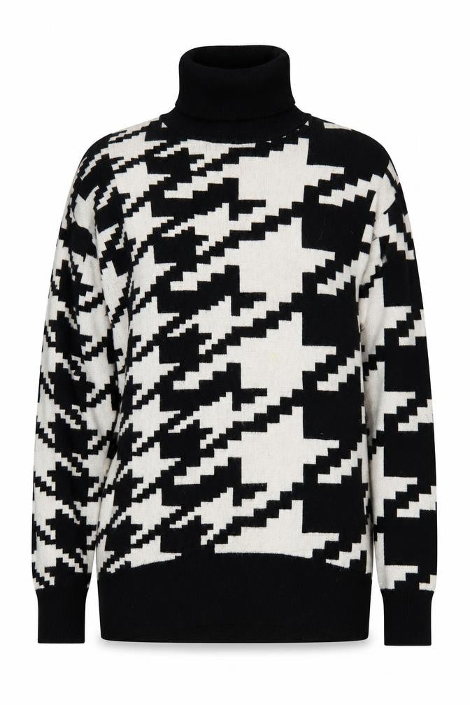 Sweewë Women's Black Geometric Roll Neck Sweater M
