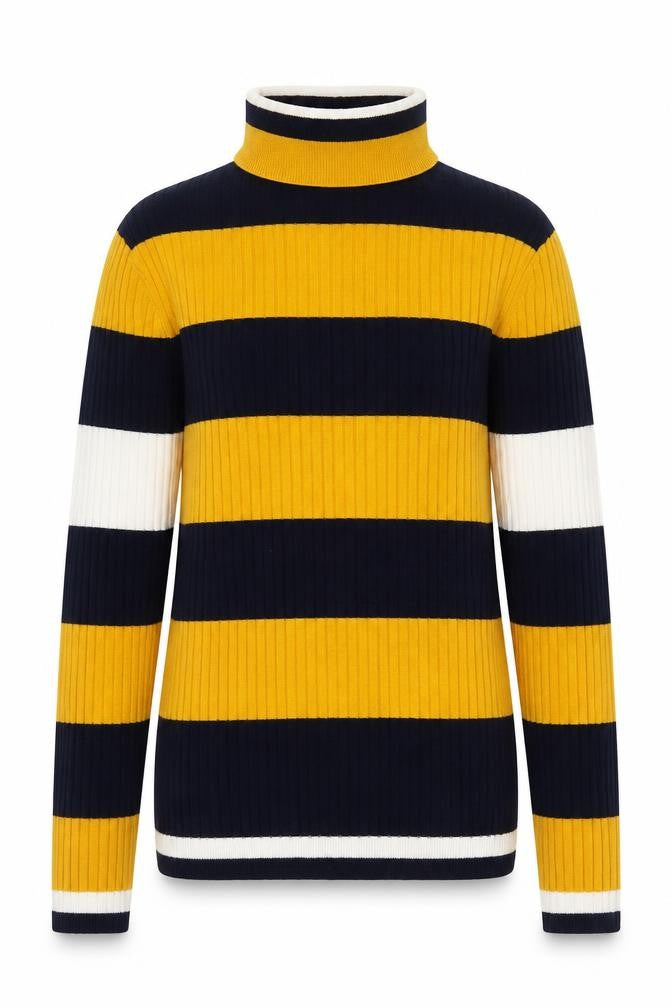ONLY Women's Striped Roll Neck Jumper, Multicoloured L