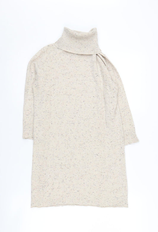 Mango Women's Beige Tunic Jumper, Size 10, Roll Neck