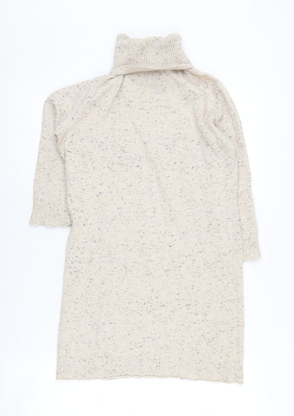 Mango Women's Beige Tunic Jumper, Size 10, Roll Neck