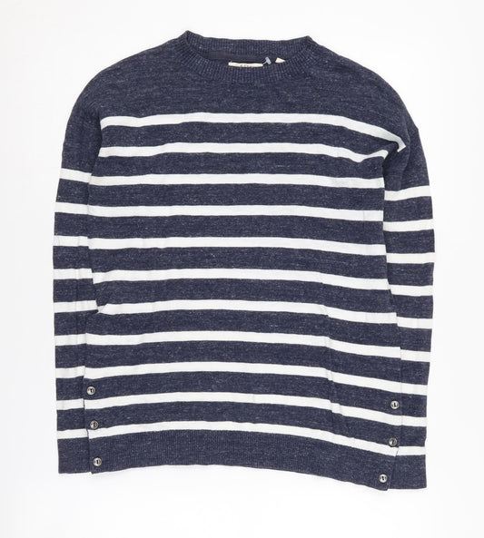 Fat Face Women's Blue Striped Pullover Jumper, Size 6