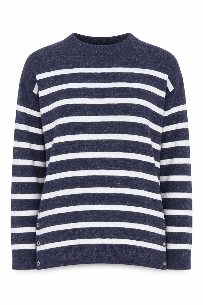 Fat Face Women's Blue Striped Pullover Jumper, Size 6
