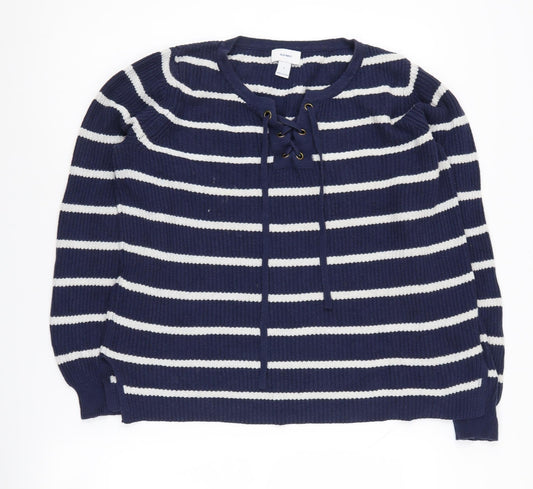 Old Navy Women's Blue Striped Pullover Jumper S
