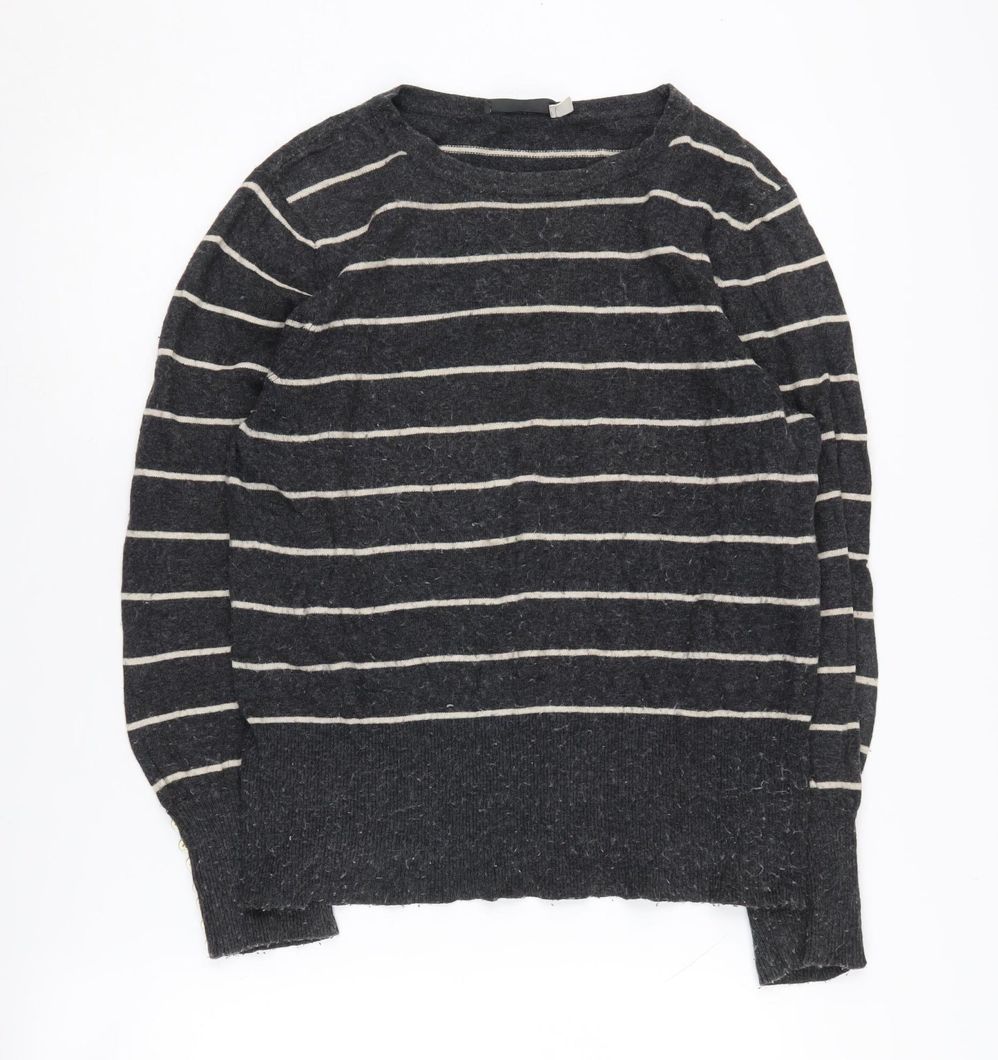 Mint Velvet Women's Grey Striped Jumper M Long Sleeve