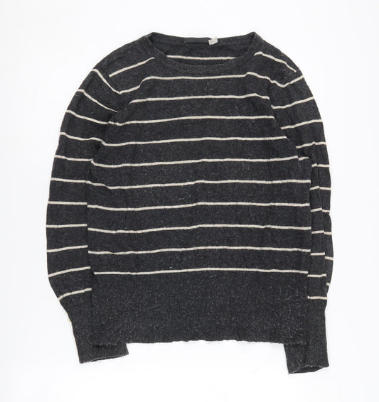 Mint Velvet Women's Grey Striped Jumper M Long Sleeve