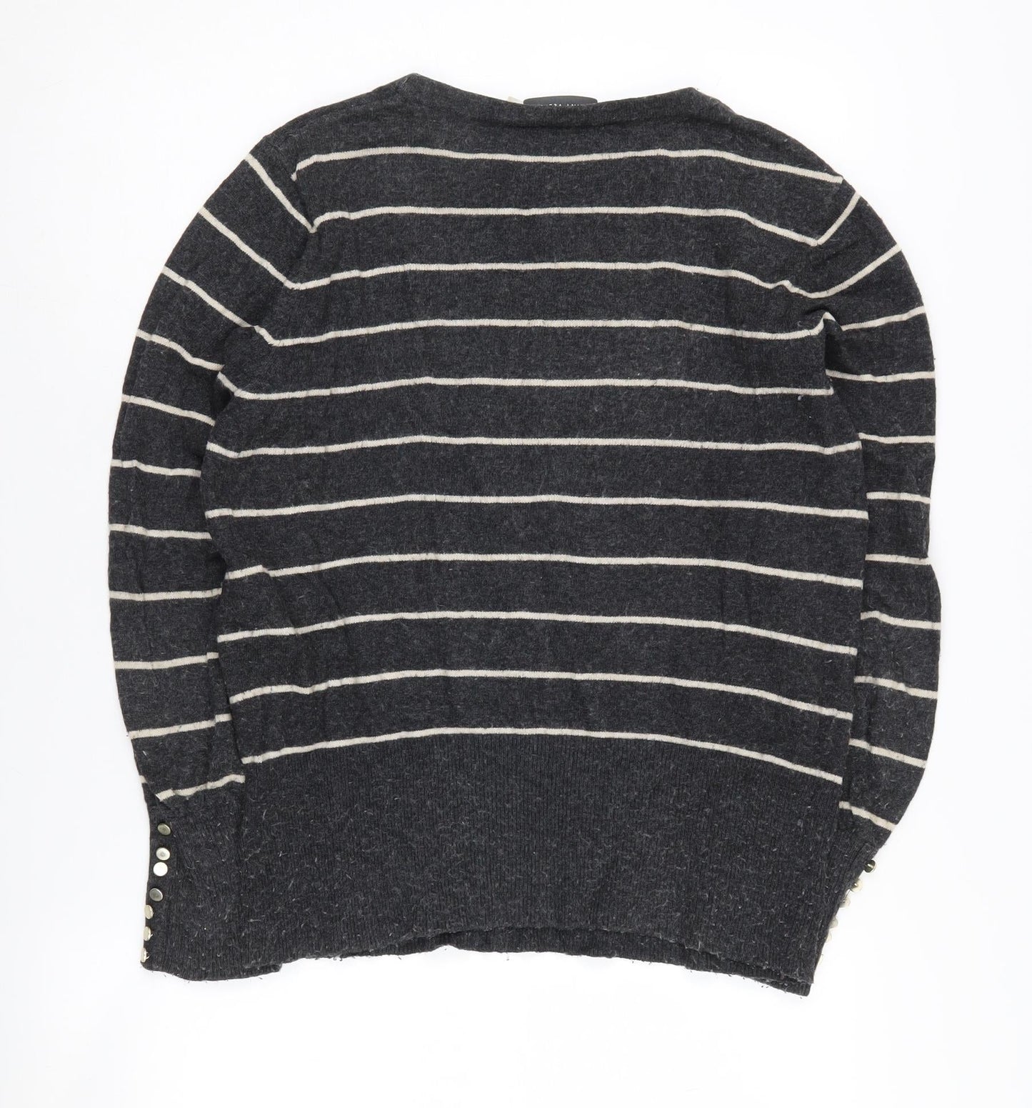 Mint Velvet Women's Grey Striped Jumper M Long Sleeve