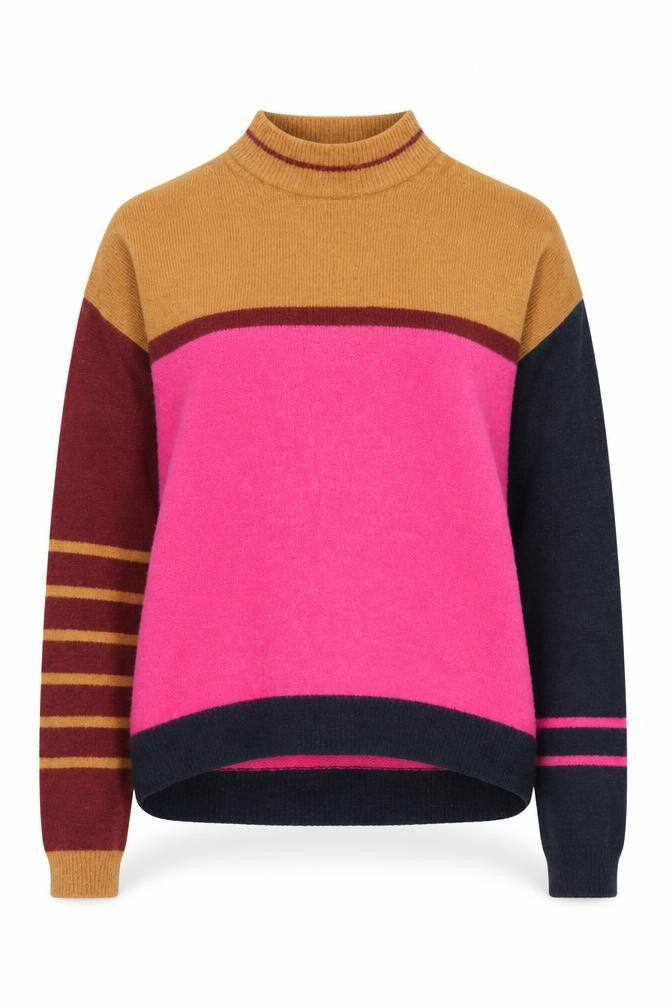 Pulz Jeans Women's Multicoloured High Neck Pullover Jumper