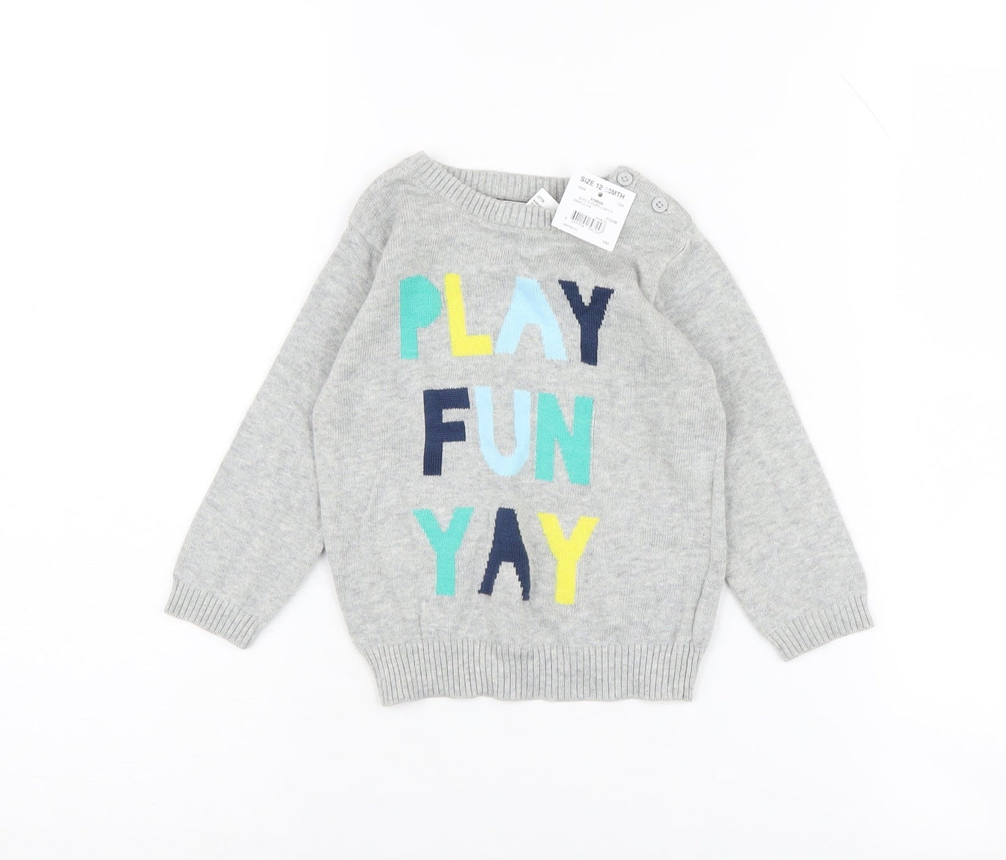 Tiny Little Wonders Unisex Grey Pullover Jumper 12-18 Months