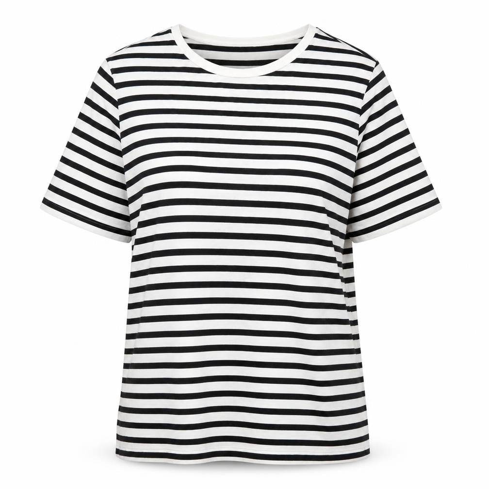 Marks & Spencer Women's Black Striped T-Shirt Size 10