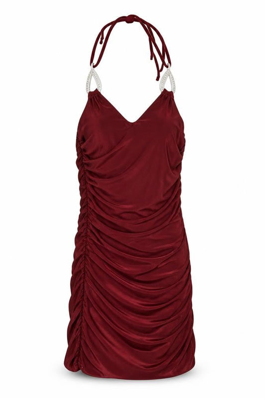 KIAH Women's Red Ruched Dress Size 8