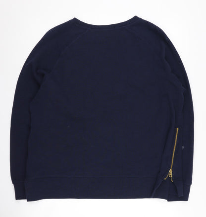 Back view of JD Williams Women's Blue Pullover Sweatshirt, size 14