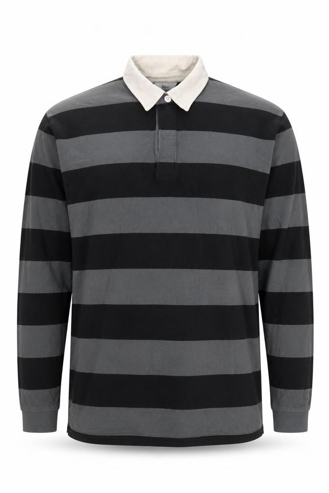 Next Men's Black Striped Polo XL Cotton