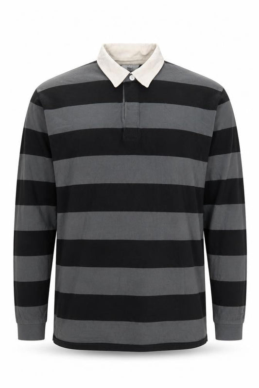 Next Men's Black Striped Polo XL Cotton