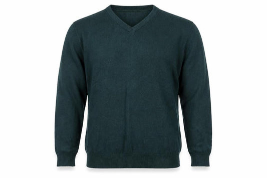 Front view of Atlantic Bay Men's Green Wool jumper - L