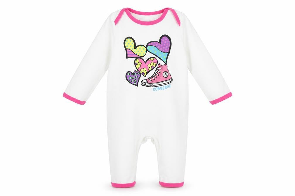 Converse Unisex White Babygrow, 9-12 Months