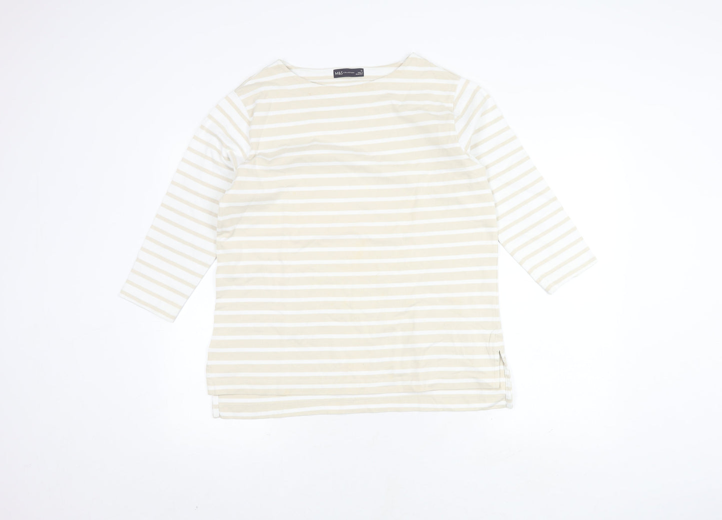 Marks and Spencer Women's Beige Striped Top, Size 12