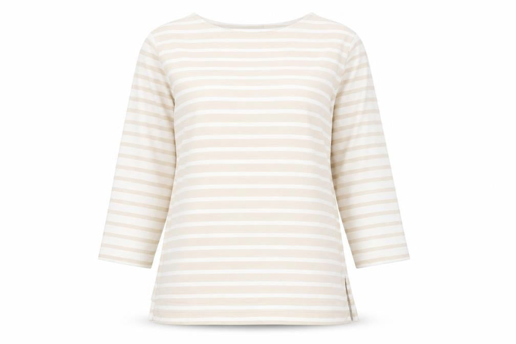 Marks & Spencer Women's Beige Striped Top, Size 12