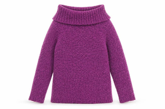EWM Women's Purple Cowl Neck Pullover S