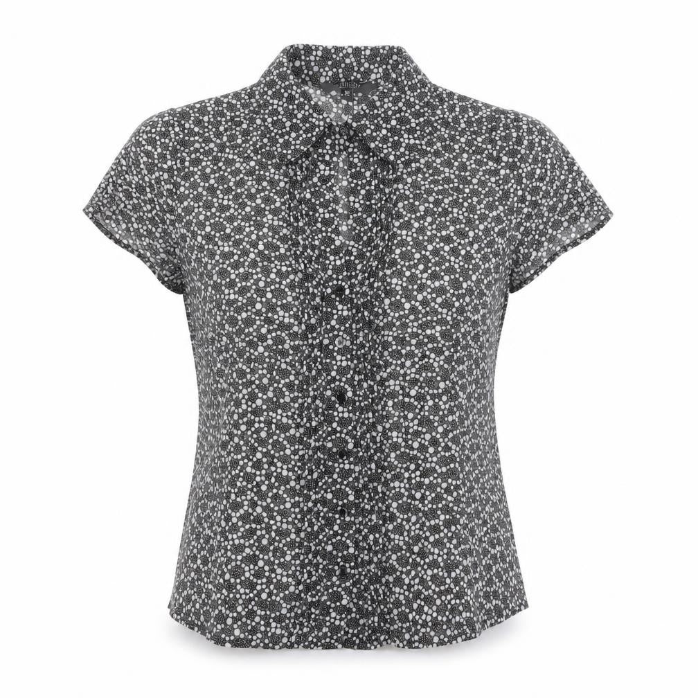 Debenhams Women's Black Polka Dot Button-Up Shirt Size 10