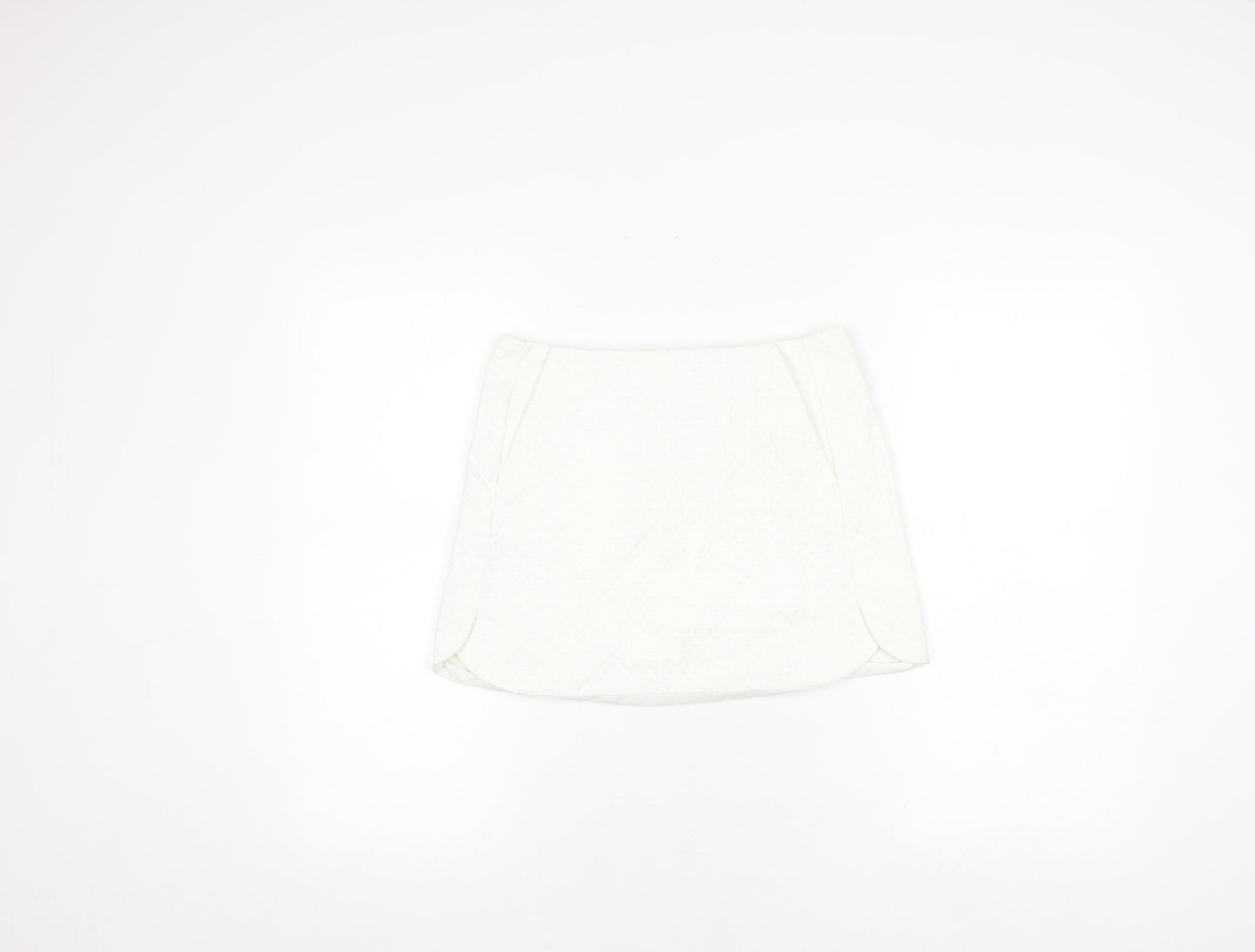 Topshop Women's White Mini Skirt with Zip Accent