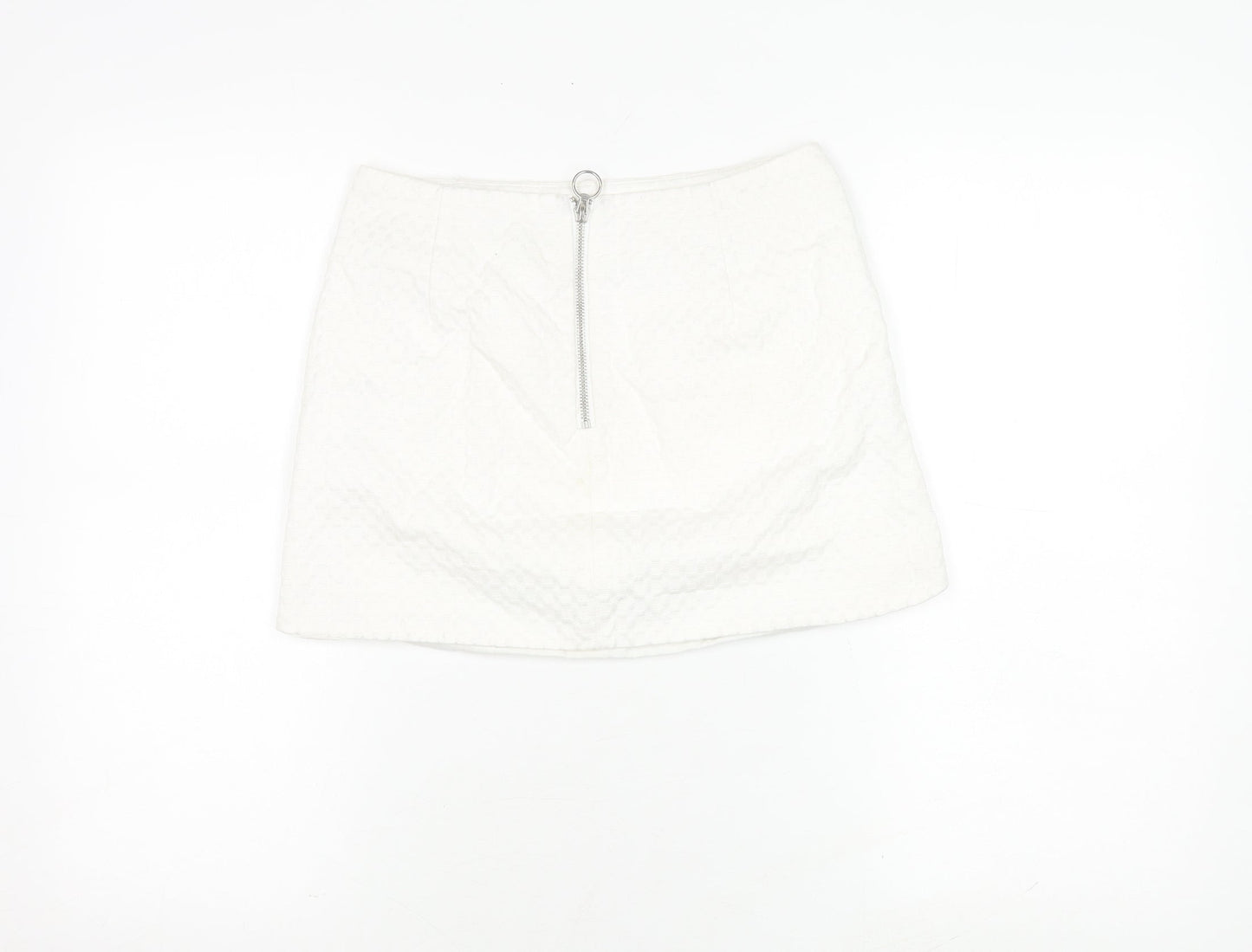 Topshop Women's White Mini Skirt with Zip Accent
