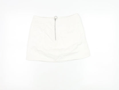 Topshop Women's White Mini Skirt with Zip Accent