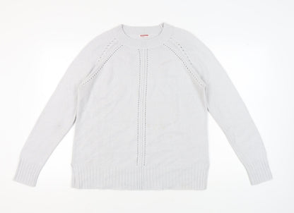 Damart Women's White Crew Neck Thermal Pullover M