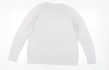 Damart Women's White Crew Neck Thermal Pullover M