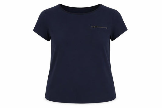 Jasper Conran Blue Women's T-Shirt Size 14 with Zip Accent