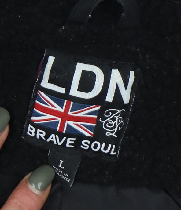 Brave Soul Men's Black Basic Jacket - Size L