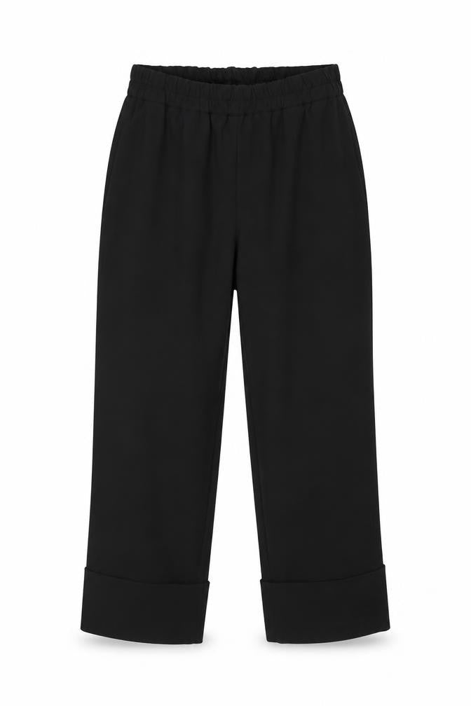 ZARA Women's Black XS Trousers Elastic Waist Cuffed