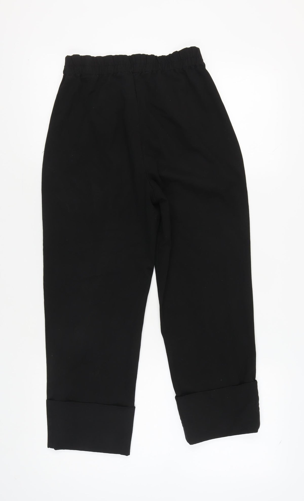 ZARA Women's Black XS Trousers Elastic Waist Cuffed