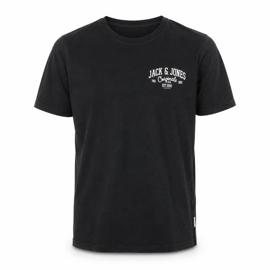 Jack & Jones Men's Black Cotton T-Shirt, Size L, Short Sleeve