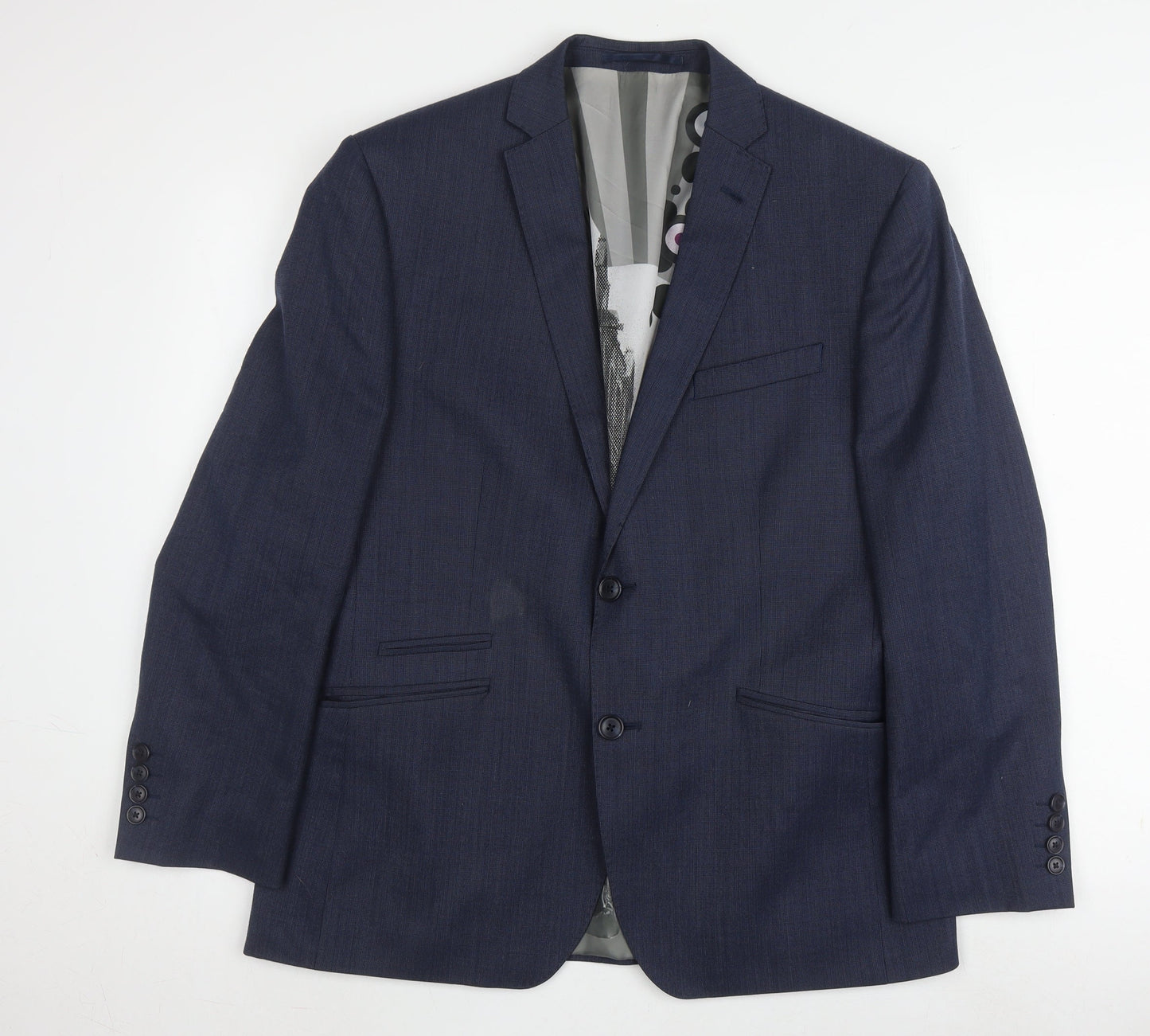 Ben Sherman Men's Blue Double Vented Wool Blend Suit Jacket Size 40 Regular