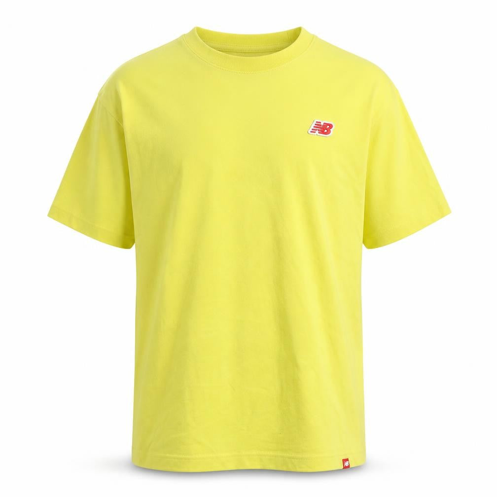 New Balance Men's Yellow Crew Neck Logo T-Shirt S
