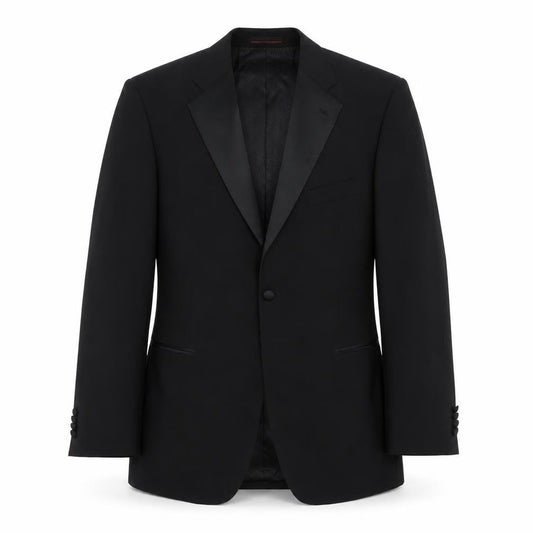1860 Menswear Black Wool Tuxedo Blazer, Men's 42 R