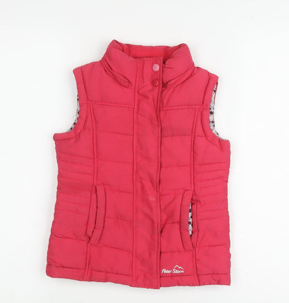 Additional front view of Peter Storm girls’ red sleeveless jacket 7-8 years
