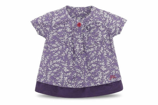 Front view of Joules girls’ purple floral blouse 0-3 months