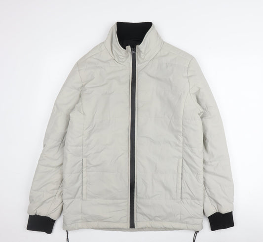 Bellfield Men's Grey Padded Jacket - Size S, Stand-Up Collar