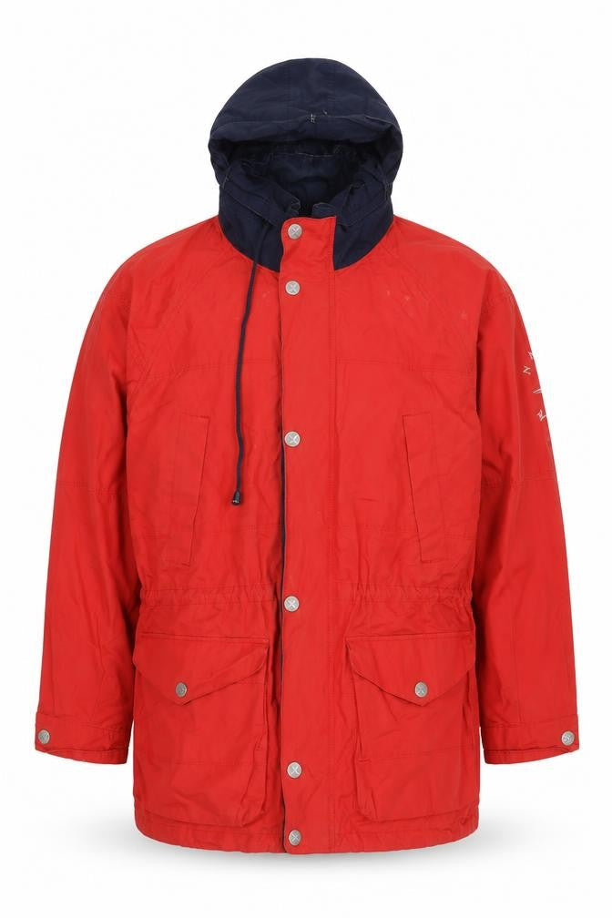 Nautica Men's Red Rain Coat Jacket with Hood Size L