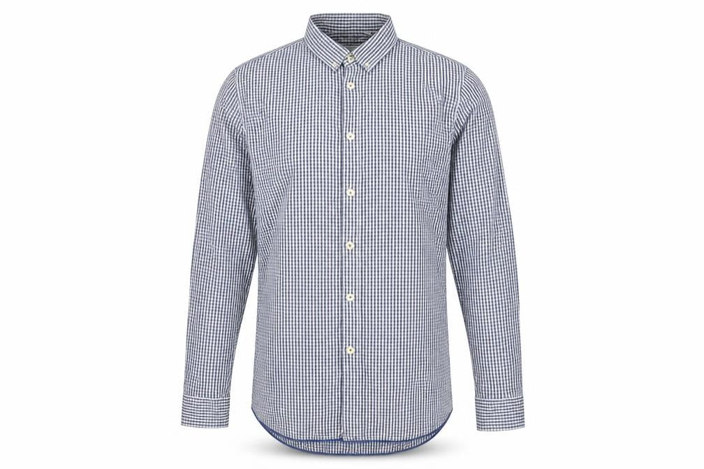 Jigsaw Men's Blue Check Cotton Button-Up Shirt, L
