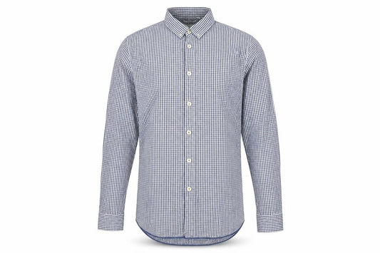 Jigsaw Men's Blue Check Cotton Button-Up Shirt, L