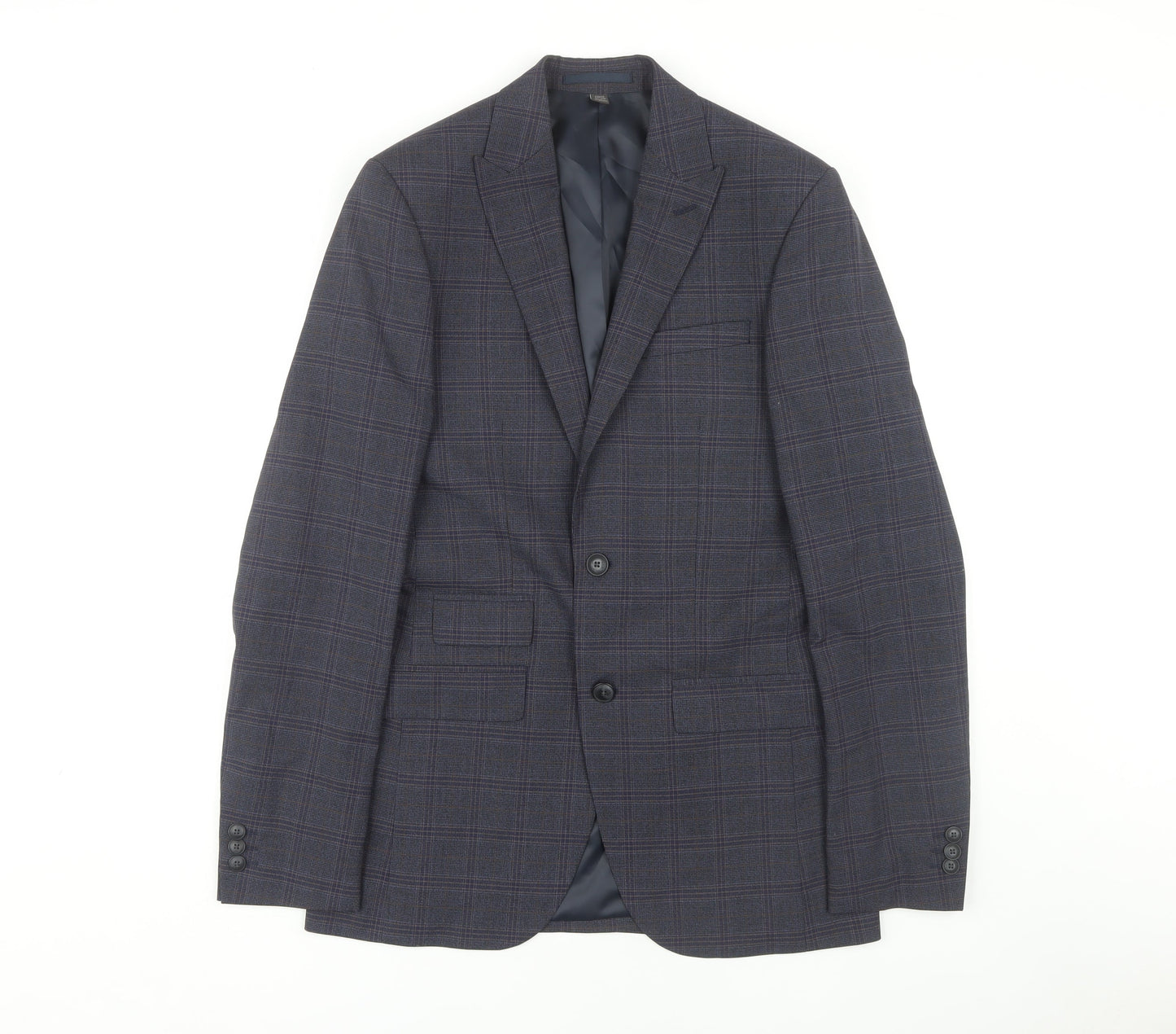 Marks and Spencer Men's Blue Plaid Blazer 36L
