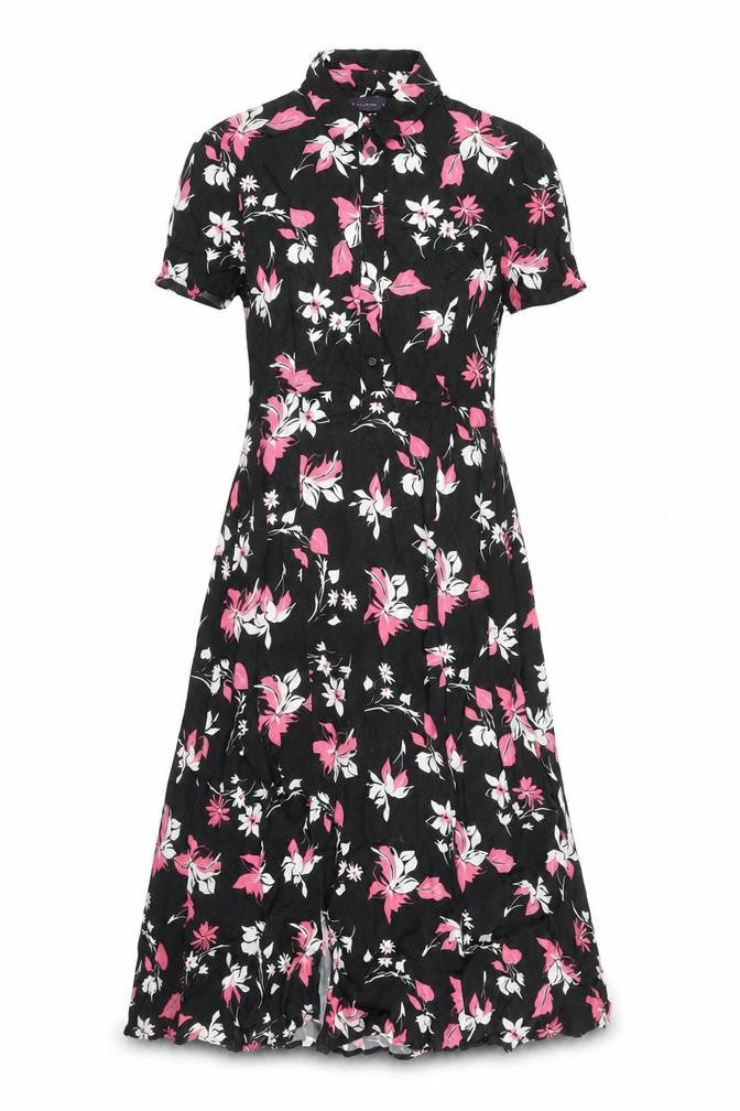 Marks & Spencer Women's Black Floral Shirt Dress Size 8